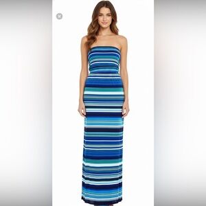 knee length dresses for ladies High Garden Maxi Dress in Cotton Poplin Stripe – Rosie Assoulin main image 1